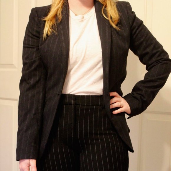 Banana Republic Navy Pinstripe Blazer Size 0 Small - Picture 4 of 7